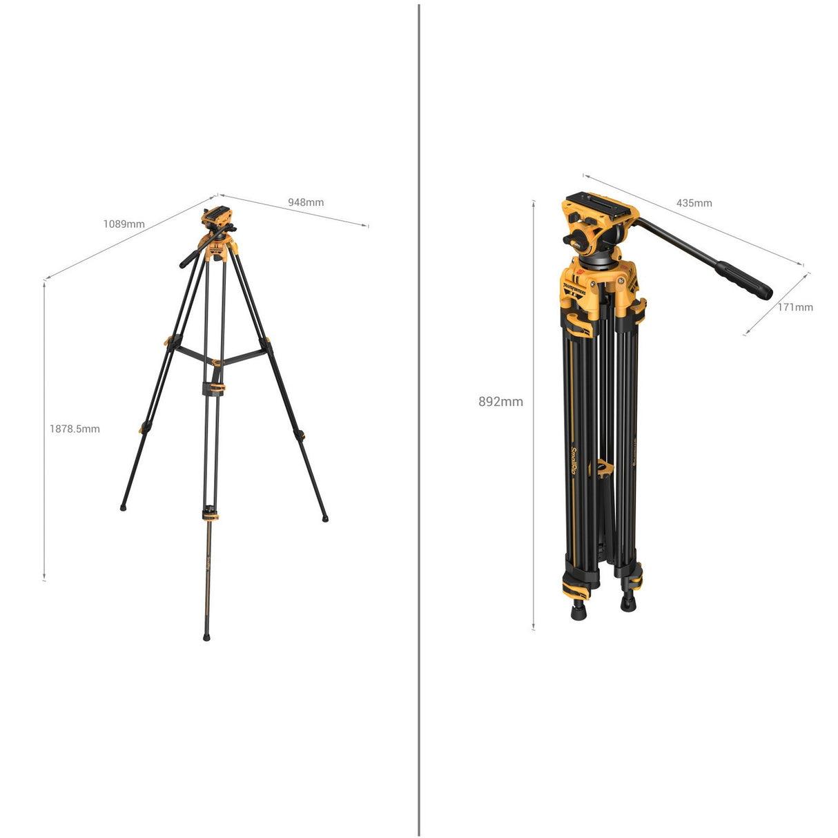 SmallRig 5523 Heavy-Duty Fluid Head Tripod AD-01, BumbleBee Edition