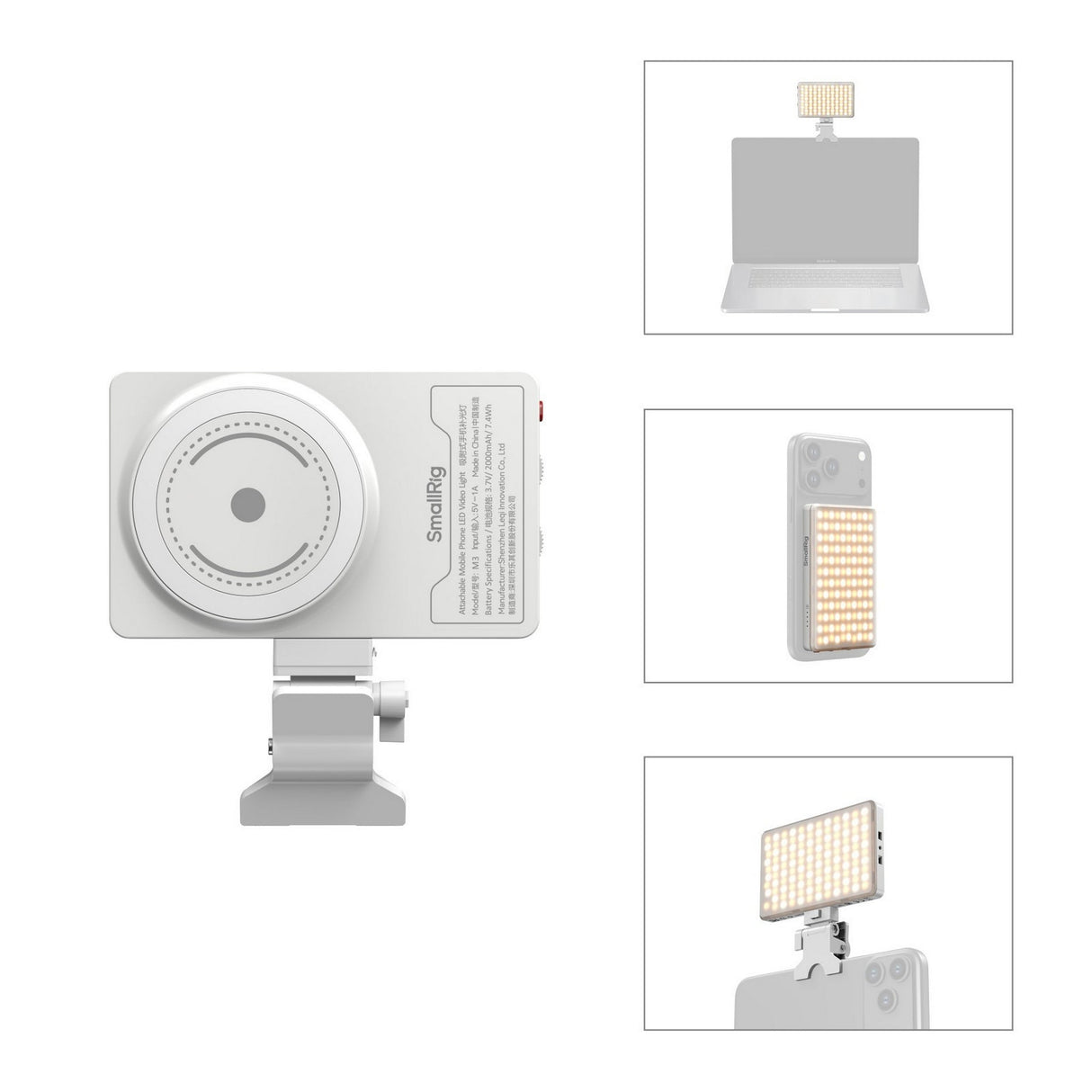 SmallRig 5640 M3 Attachable Mobile Phone LED Video Light White
