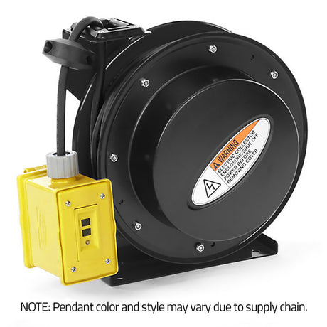 Stage Ninja PWR15D-45-S Performance Series 45-Foot Retractable 12/3 15A Power Reel with Dual Receptacle Box