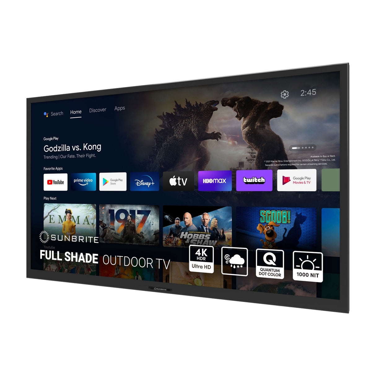 SunBrite Veranda Series 3 Full-Shade 4K HDR UHD Outdoor Smart Android TV Black