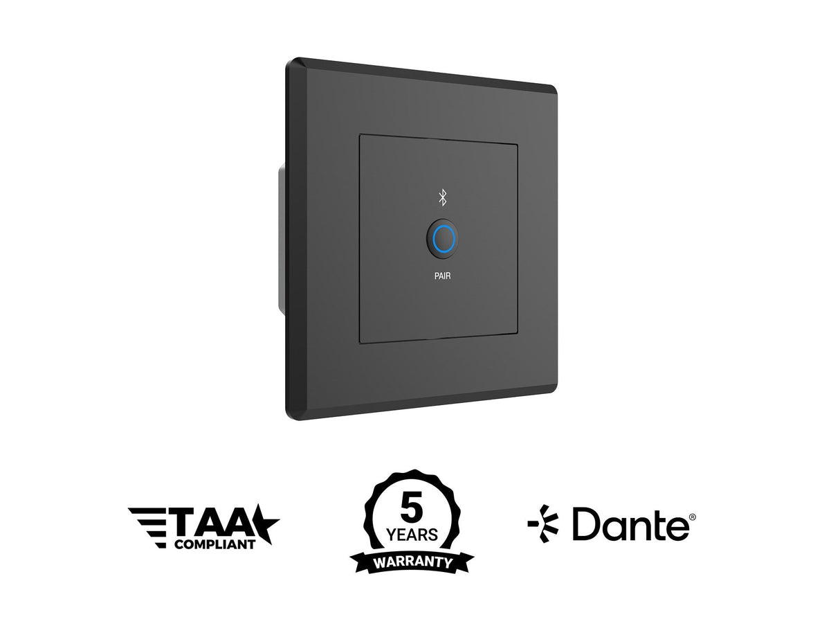 Turtle AV BTWP-EU Dante Bluetooth Wallplate EU Wall Box Black