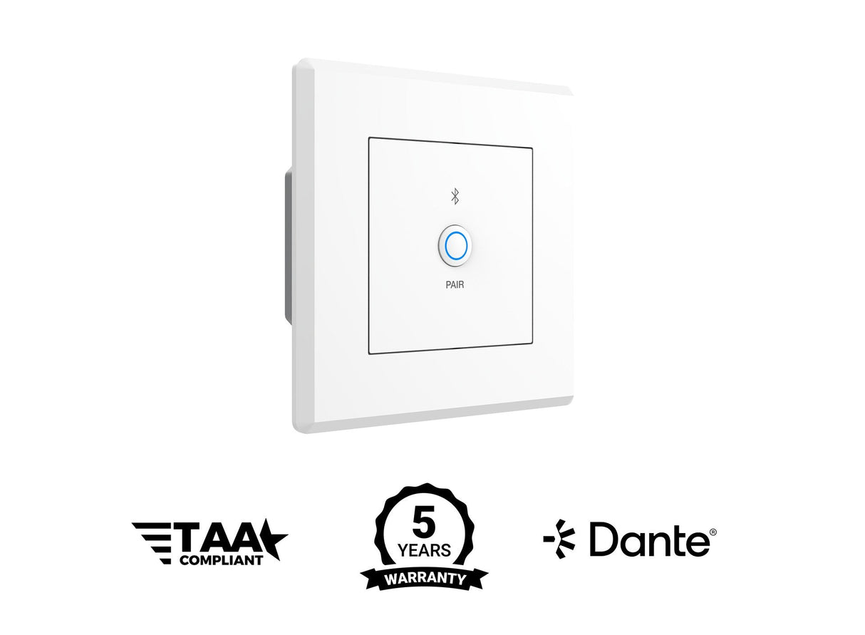 Turtle AV BTWP-EU Dante Bluetooth Wallplate EU Wall Box White