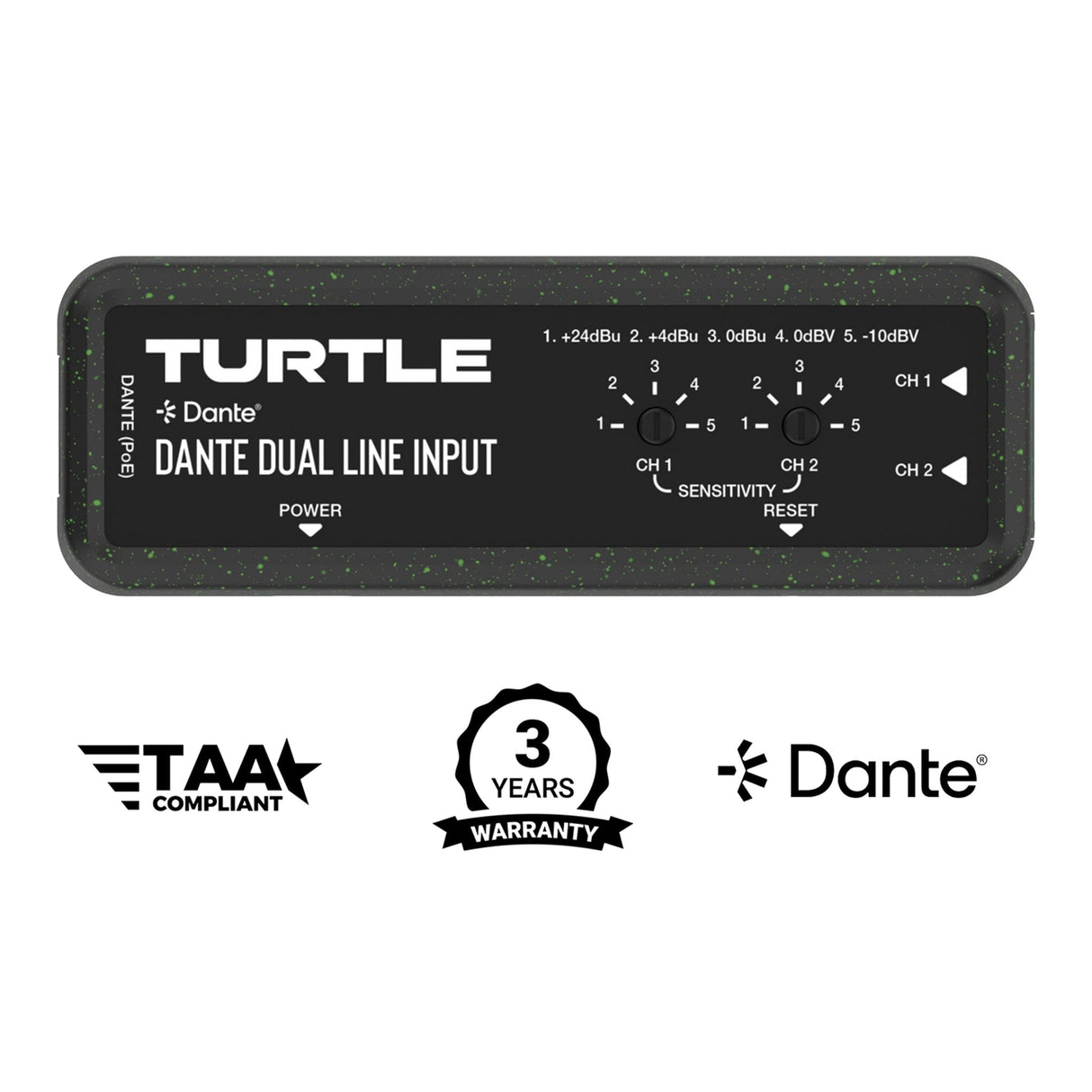 Turtle AV Dante Dual Channel Analog Line Input Adapter