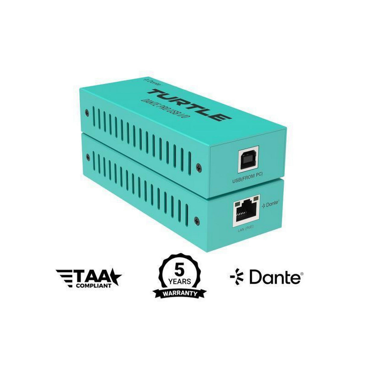 Turtle AV Dante Pro Dual Channel USB-C I/O Adapter