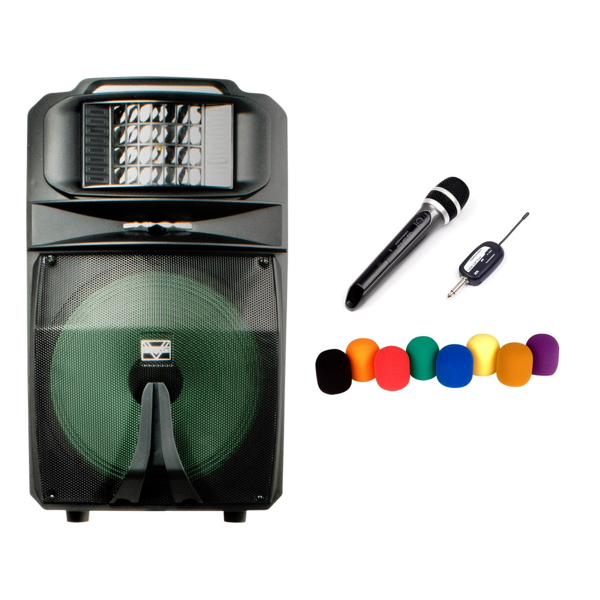 VocoPro Karaoke-Thunder-1500-Pro 1000W Karaoke Wireless Microphone Speaker System with RGB Lights