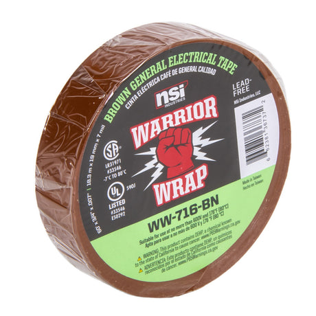 WarriorWrap WW-716-BN 716 General 7 mil Electrical Tape, Brown, .75-Inch W x 60-Feet