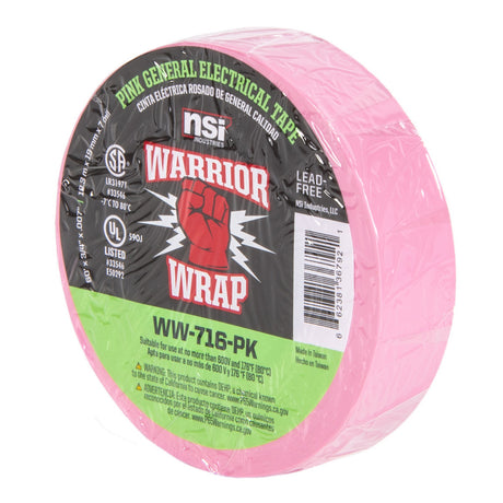 WarriorWrap WW-716-PK 716 General 7 mil Electrical Tape, Pink, .75-Inch W x 60-Feet