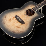 Washburn DFBACEB Deep Forest Burl Grand Auditorium Acoustic Guitar, Black Fade