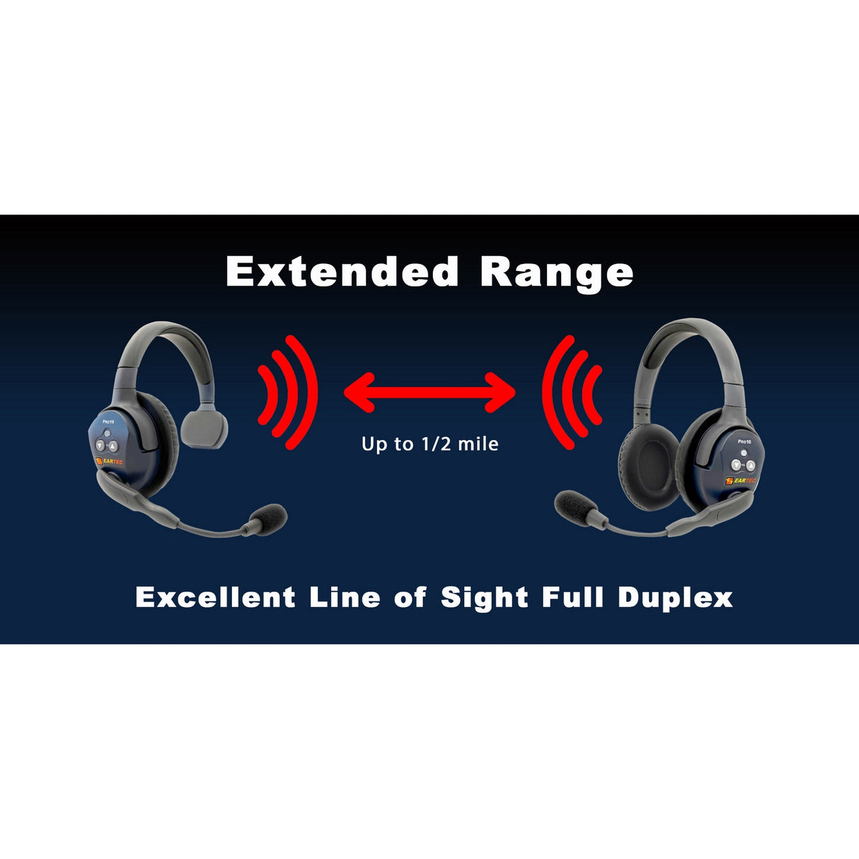 Eartec PRO16 Full Duplex True Wireless Headset Intercom Systems for 14-Users