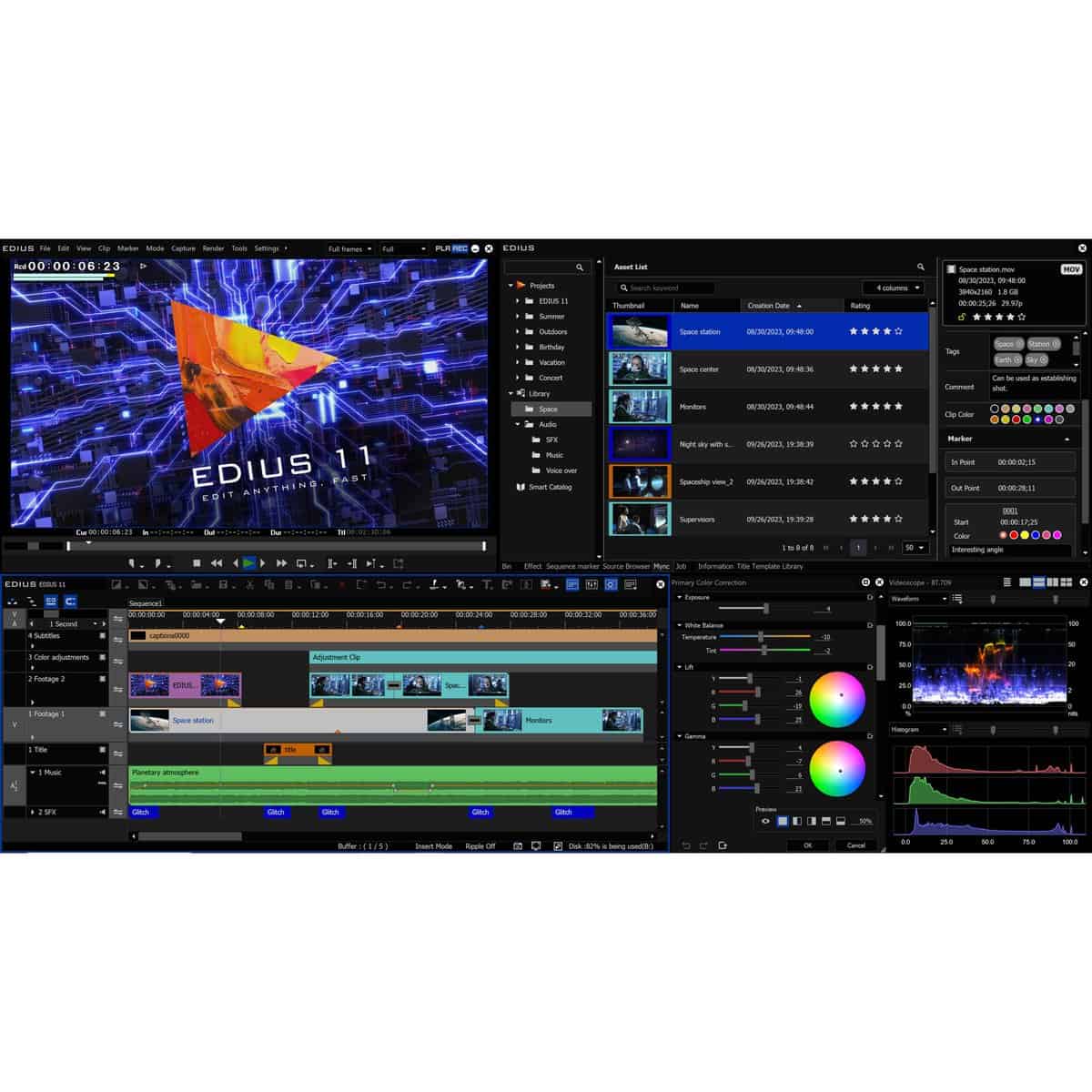 EDIUS 11 Broadcast Video Editing Software, Download Only