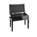 K&M 13951 Piano Bench with Sheet Music Storage, Black Glossy Finish Bench, Black Imitation Leather Seat