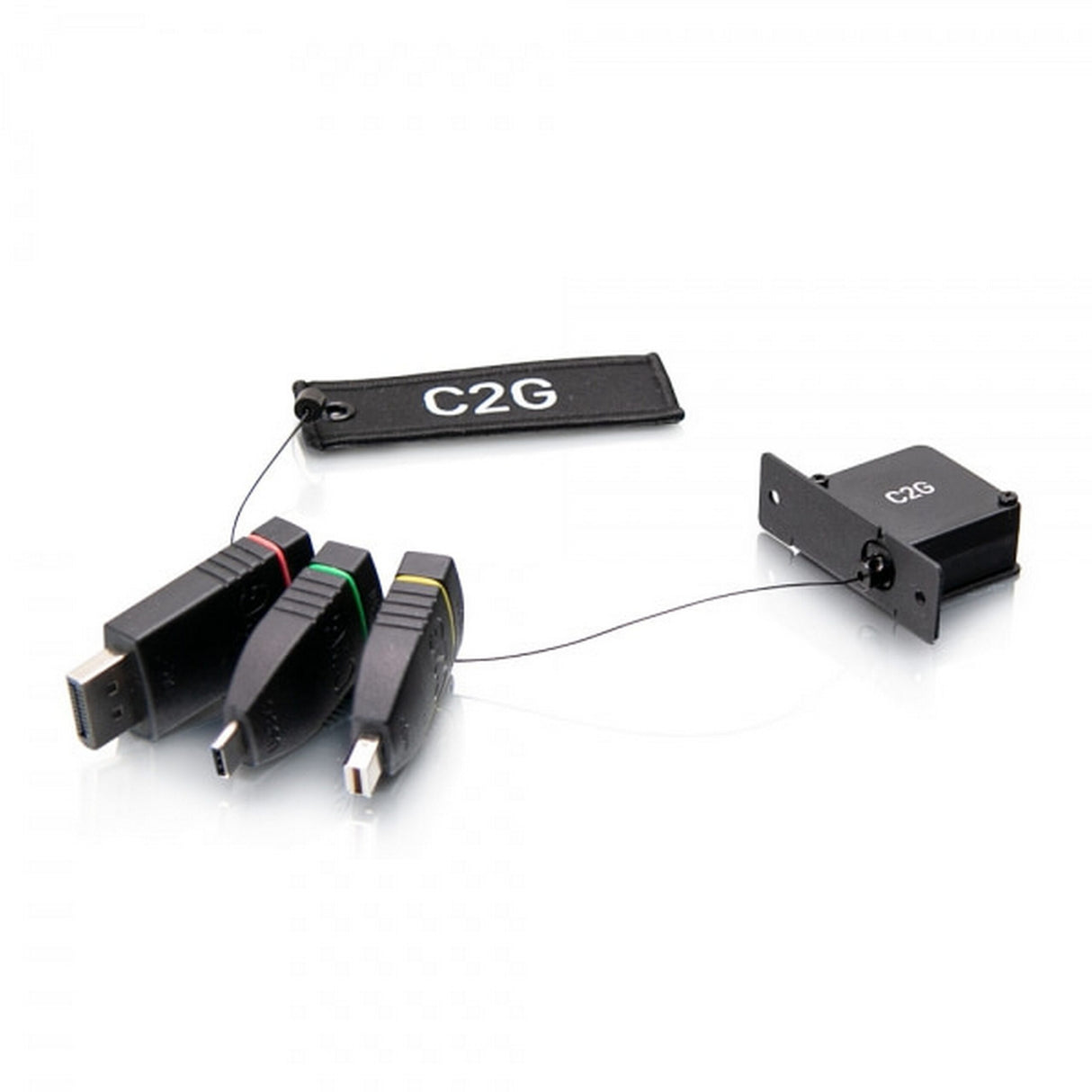 C2G 29880 Retractable Table Box Mount 4K HDMI Adapter Ring with Color Coded Mini DisplayPort DisplayPort and USB-C