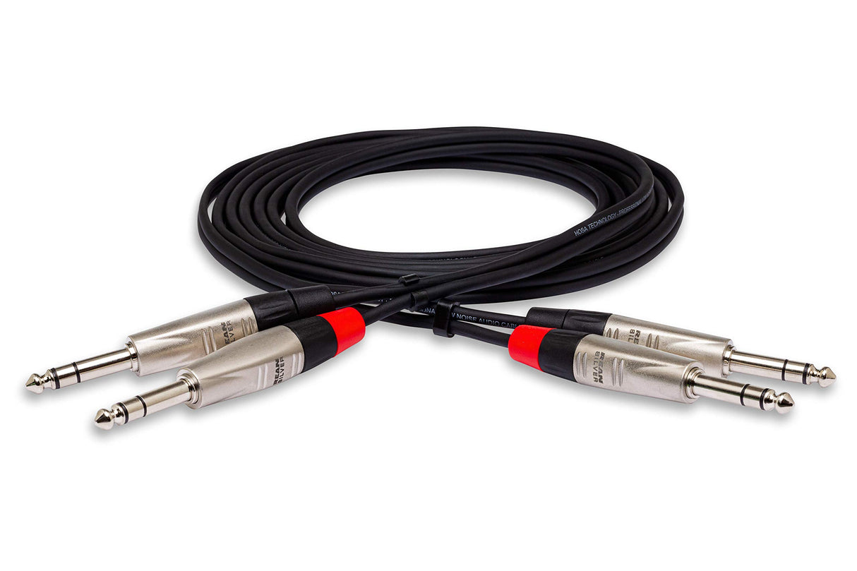 Hosa HSS-005X2 Dual REAN 1/4-Inch TRS to 1/4-Inch TRS Pro Stereo interconnect Cable, 5-Feet