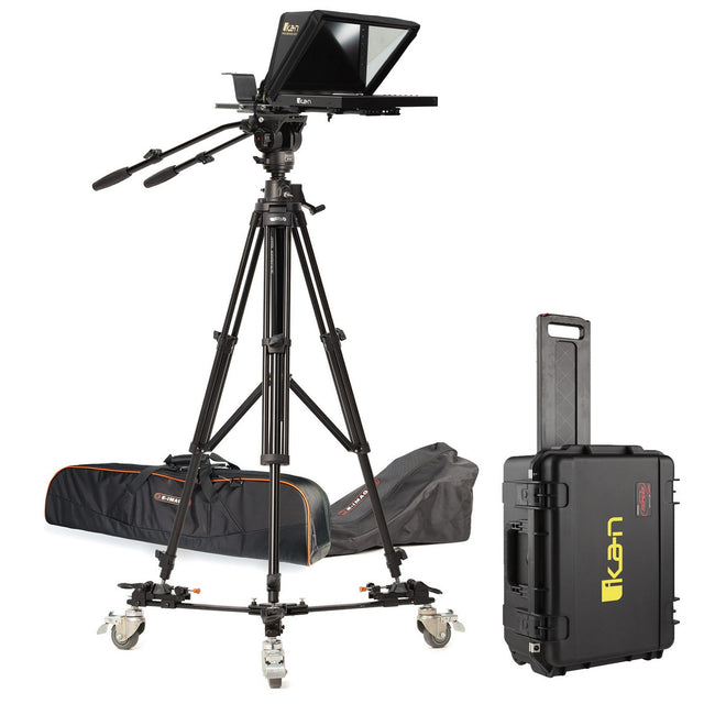 Ikan PT4200-PEDESTAL-TK 12-Inch Teleprompter with Pedestal/Dolly Turnkey and Travel Case