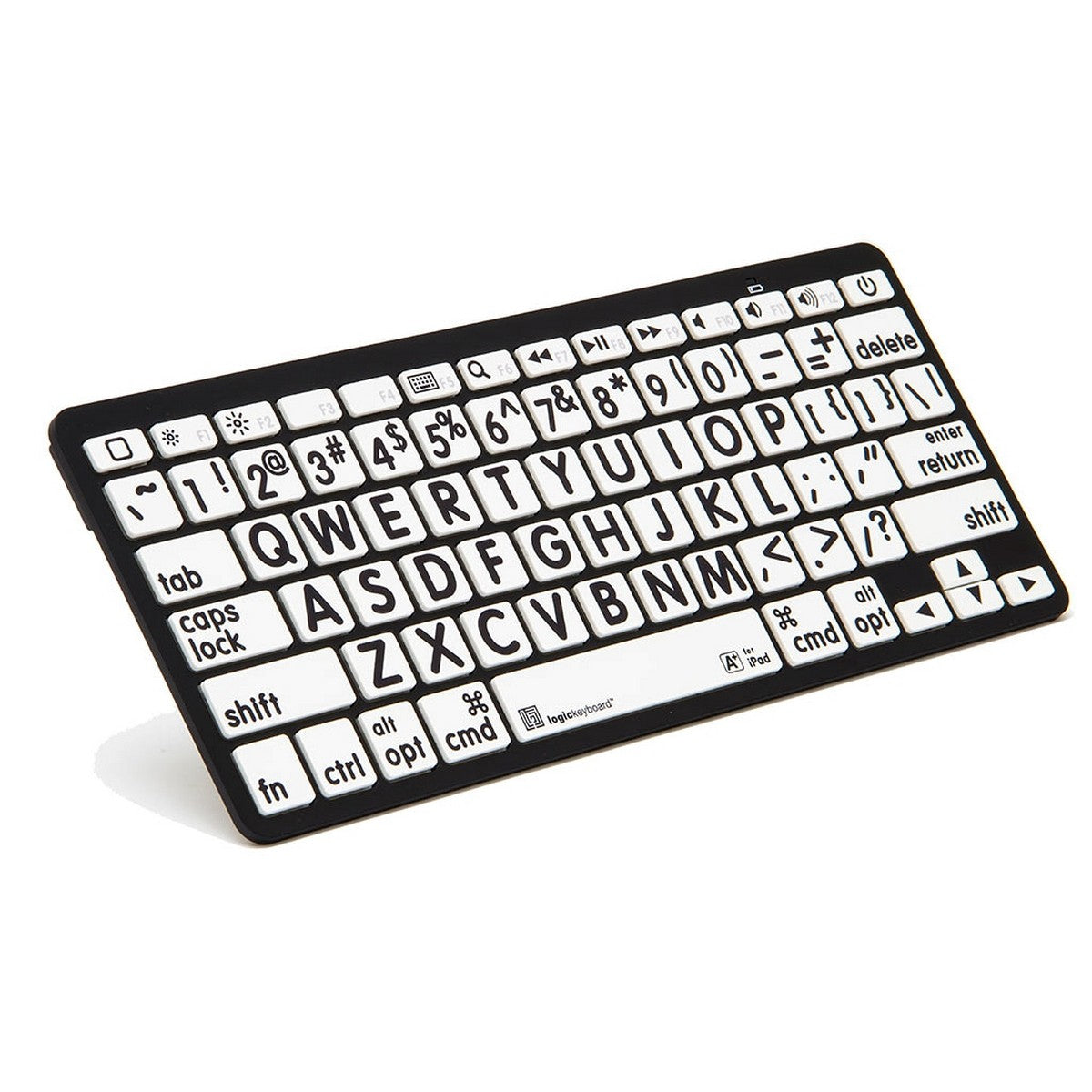 Logickeyboard LargePrint Bluetooth Black on White Keyboard Wireless Mini Keyboard Black on White