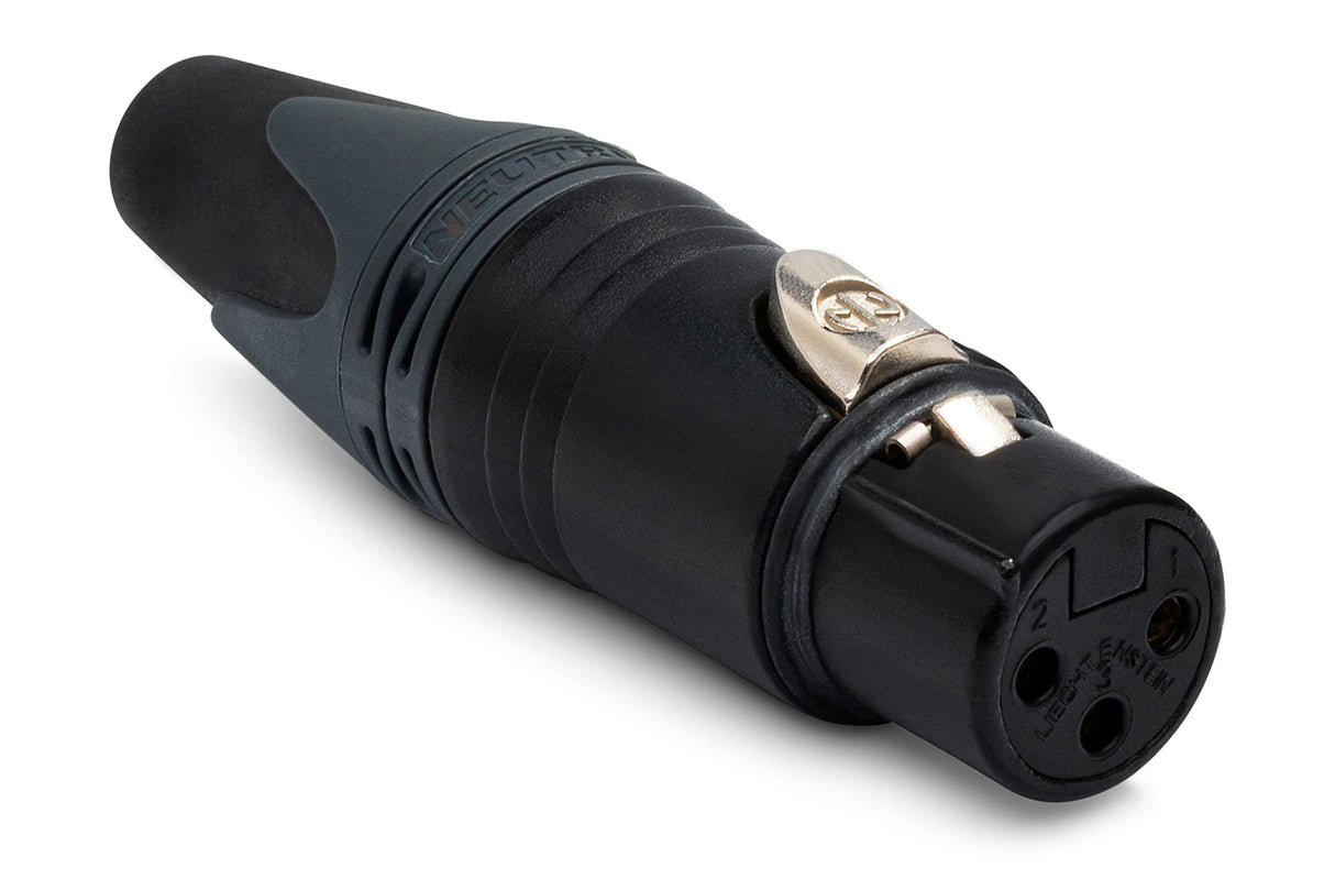 Neutrik NC3FXX-BAG 3 Pole Female XLR Cable Connector with Black Metal Housing and Silver Contacts