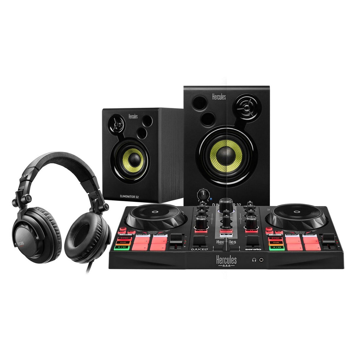 Hercules DJLearning Kit All-In-One DJ Kit with Controller, Headphone, Speakers and Software