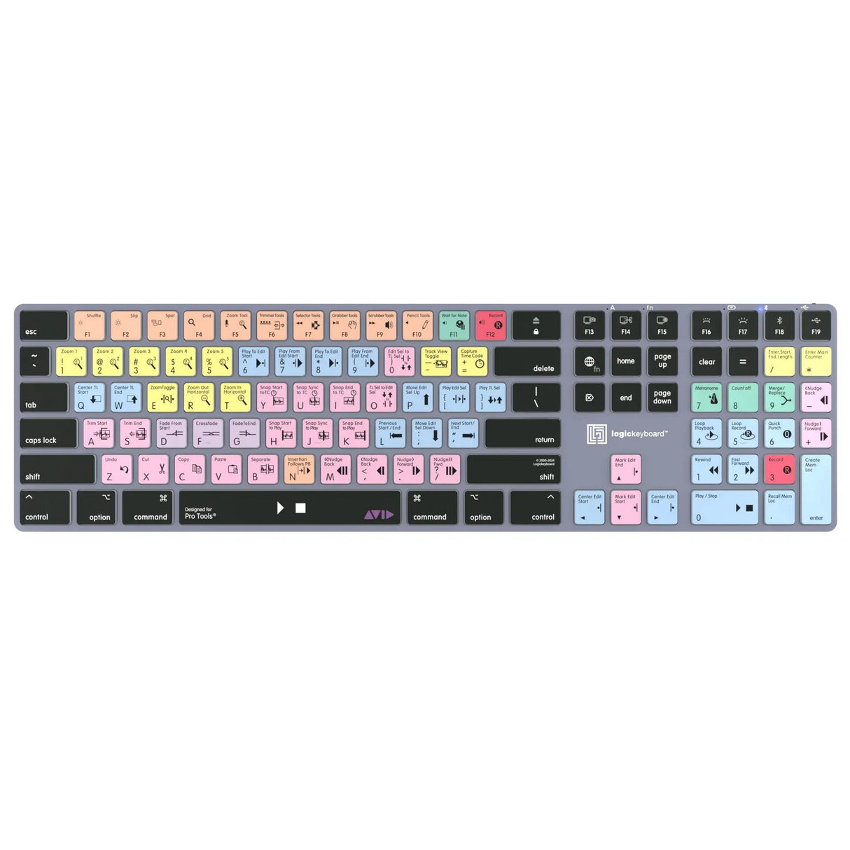 Logickeyboard Titan Wireless Backlit Shortcut Mac Keyboard for Avid Pro Tools