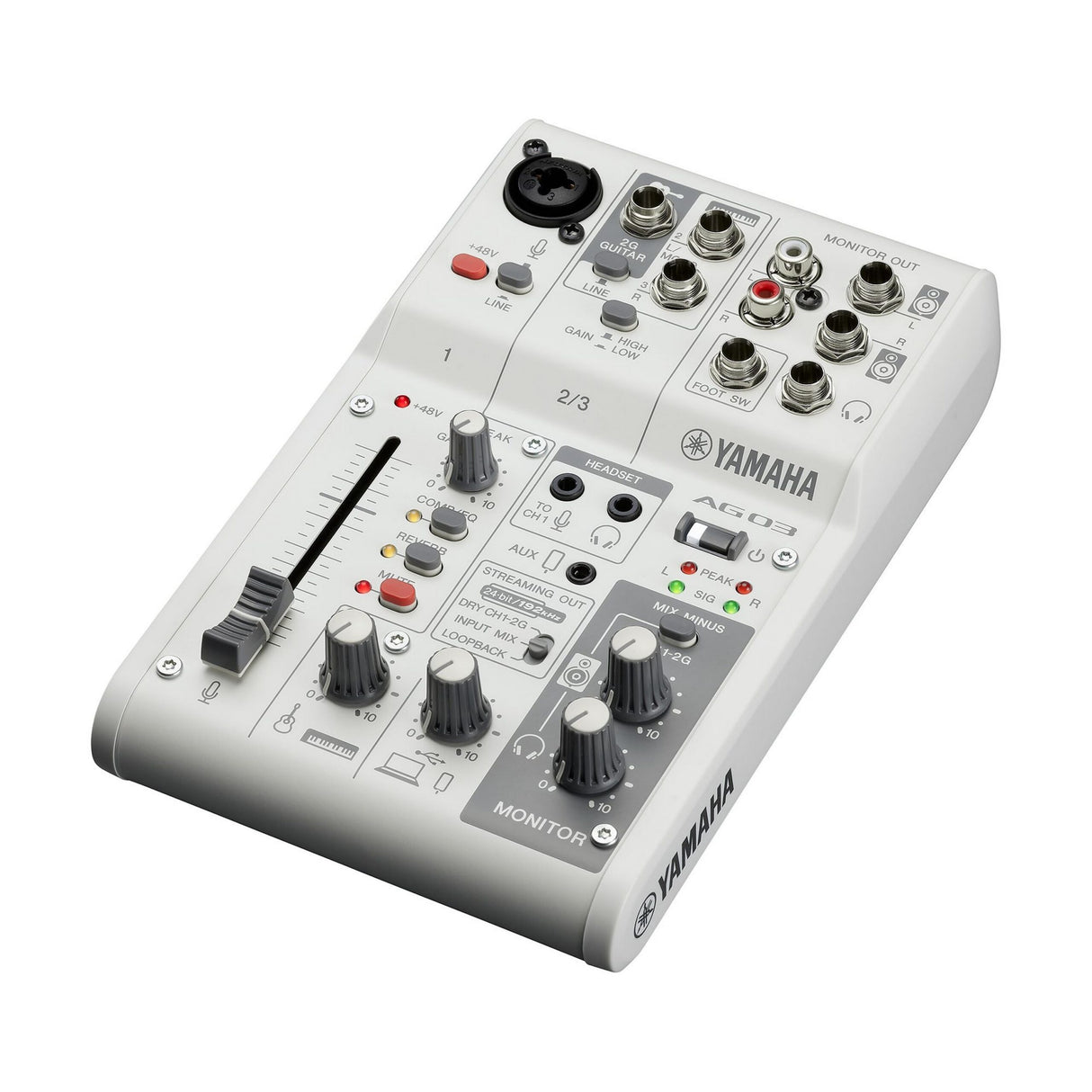 Yamaha AG03MK2 3-Channel Live Streaming USB Audio Interface Mixer, White