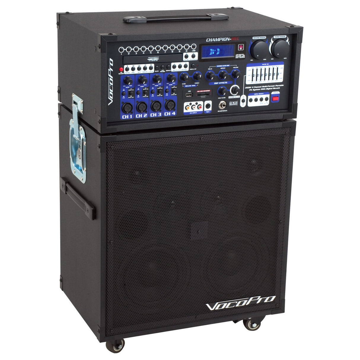 VocoPro CHAMPION-REC-9 4-Channel Multi-Format Portable PA System, 200W