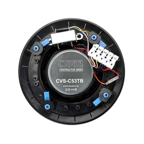 Cloud Electronics CVS-C53TB 5-1/4 Inch 2-Way Coaxial Open Back Ceiling Speaker, Black, Single Unit