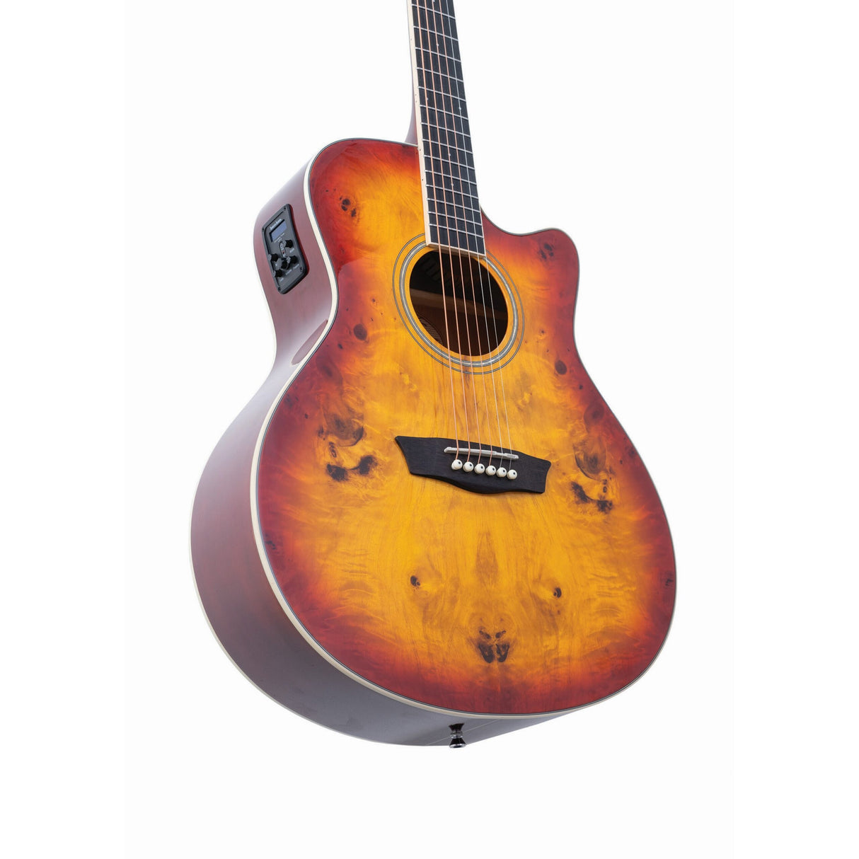 Washburn DFBACEA Deep Forest Burl Grand Auditorium Acoustic Guitar, Amber Fade