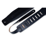 Levy's 3-Inch Wide Black Genuine Leather Guitar Strap, Black