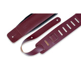 Levy's 3-Inch Wide Burgundy Genuine Leather Guitar Strap, Burgundy