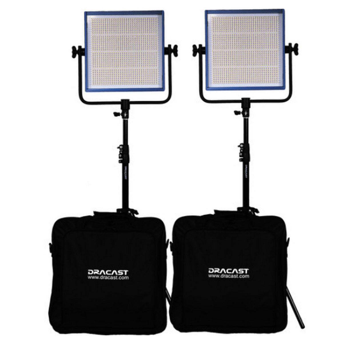 Dracast LED1000 Pro Series Daylight 2 Light Kit with Gold Mount Battery Plates and Light Stands