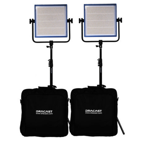 Dracast DR1000DG2KSK LED1000 Pro Series Daylight 2 Light Kit with Gold Mount Battery Plates and Light Stands