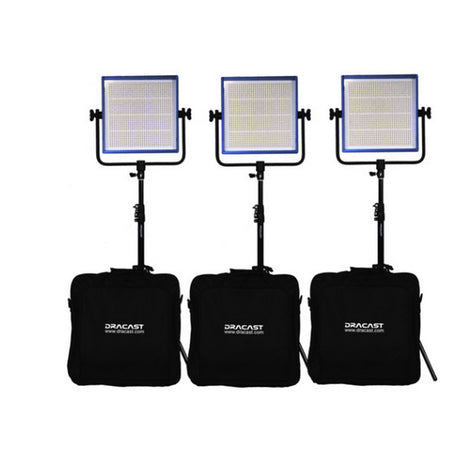 Dracast DRSTUBG LED1000 Pro Bi-Color 3-Light Studio Kit with Gold Mount Battery Plates