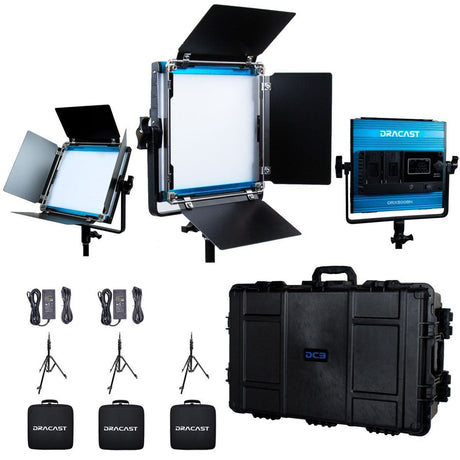 Dracast DRX3500BNH X Series LED500 Bi-Color LED 3 Light Kit with Injection Molded Travel Case