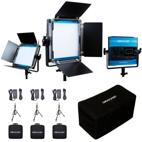 Dracast DRX3500BNS X Series LED500 Bi-Color LED 3 Light Kit with Nylon Padded Travel Case