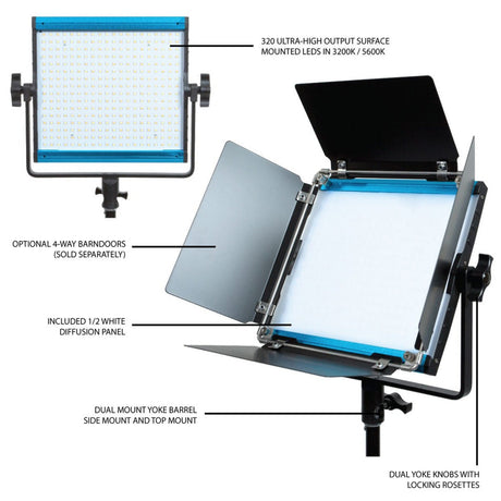 Dracast DRX500BN LED500 X Series Bi-Color LED Light with Dual NP-F Battery Plate