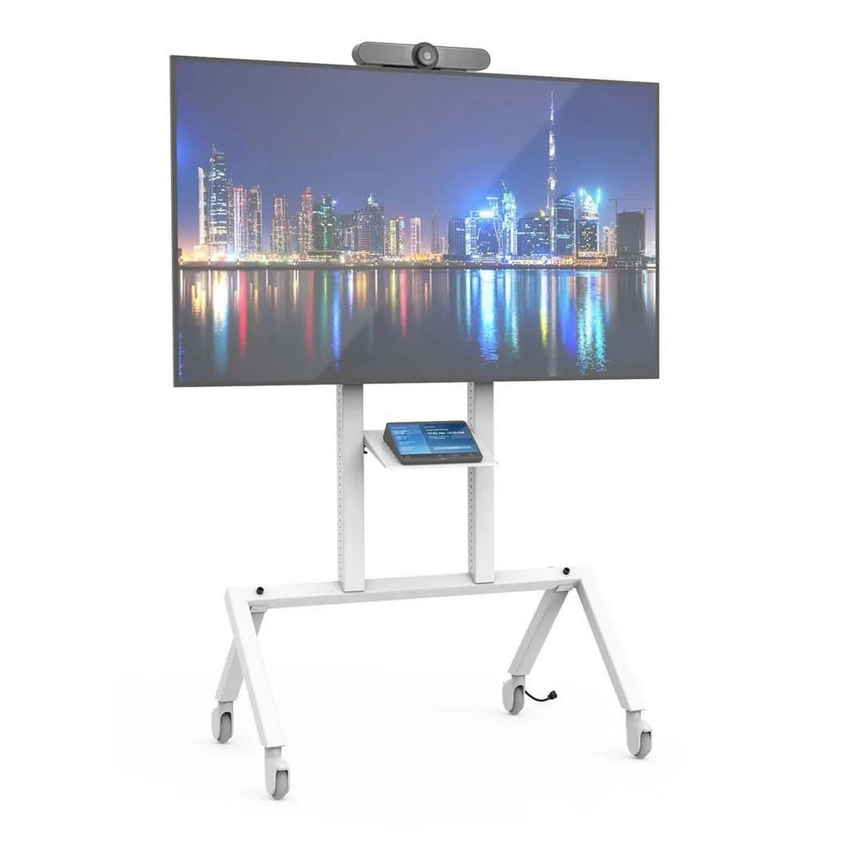 Heckler Design H700-WT AV Cart Prime Rolling Stand for Zoom, Microsoft Teams and Google Meet, White