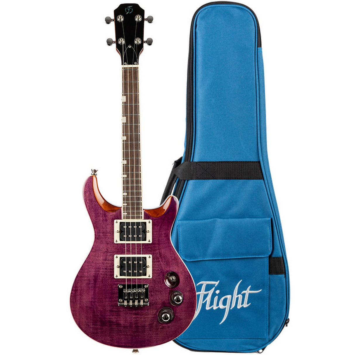 Flight Vanguard Solid Body Transparent Purple Electric Ukulele