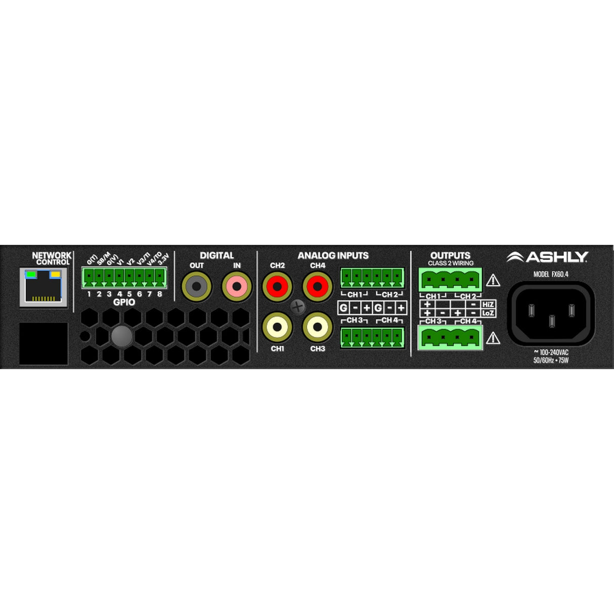 Ashly FX125.4 Half-Rack Compact 4-Channel 125W DSP Power Amplifier