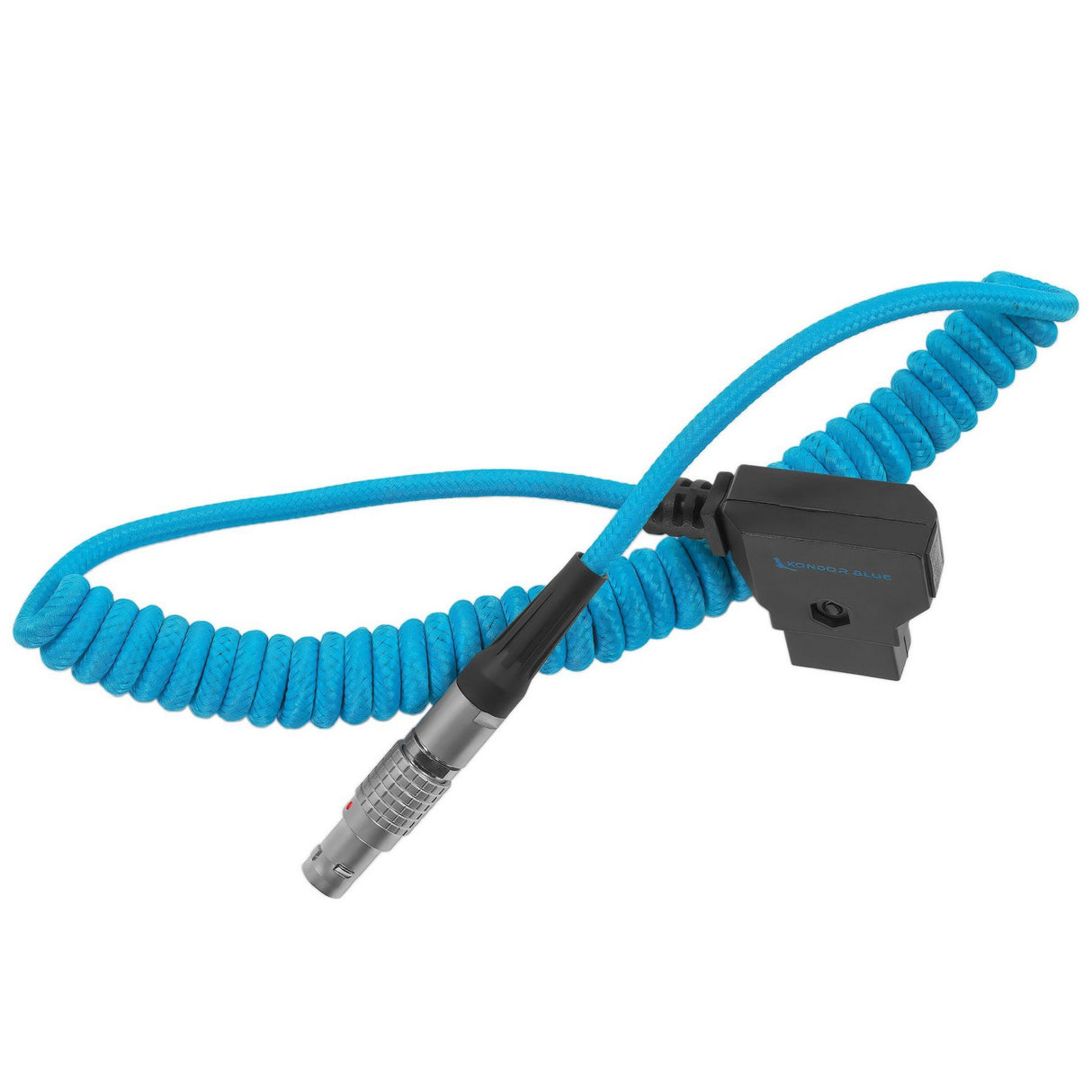 Kondor Blue Coiled D-Tap to LEMO 2 Pin 0B Male Power Cable for Zcam /Teradek