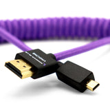 Kondor Blue Gerald Undone Micro HDMI to Full HDMI Cable 12-Inch-24-Inch Coiled, Purple