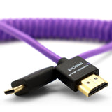 Kondor Blue Gerald Undone Mini HDMI to Full HDMI Cable 12-Inch-24-Inch Coiled, Purple