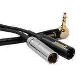 Kondor Blue Dual Mini XLR to 3.5mm Stereo Splitter Right Angle for C70/6K Pro/Rode