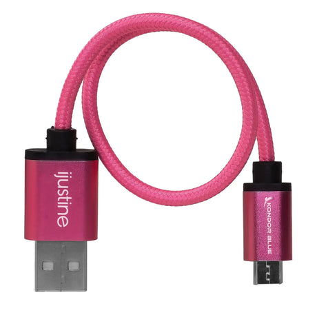 Kondor Blue KB-USBAM-10-J iJustine Pink USB-A to Micro USB Fast Charging Data Cable, 10-Inch