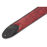 Levy's Sundance Line Geranium Merlot Guitar Strap, Red, Black