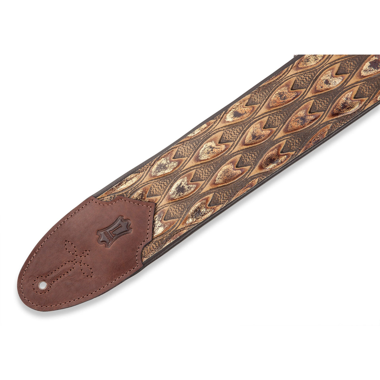 Levy's Sundance Line Arrowhead Bronze Guitar Strap, Brown, Gold