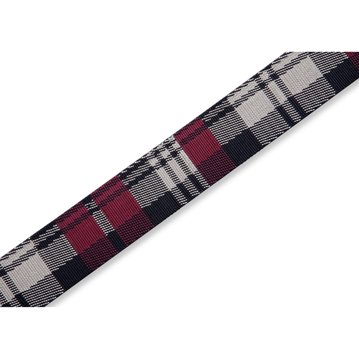 Levy's Garnet Plaid Poly Guitar Strap, Red, Cream, Black