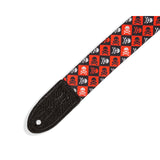 Levy's Skull and Crossbones Guitar Strap, Red, White, Black