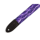 Levy's Purple Bolt  Guitar Strap, Purple, White, Black