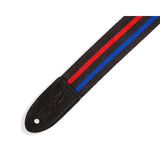 Levy's Racing Stripe Guitar Strap, Black, Red, Blue