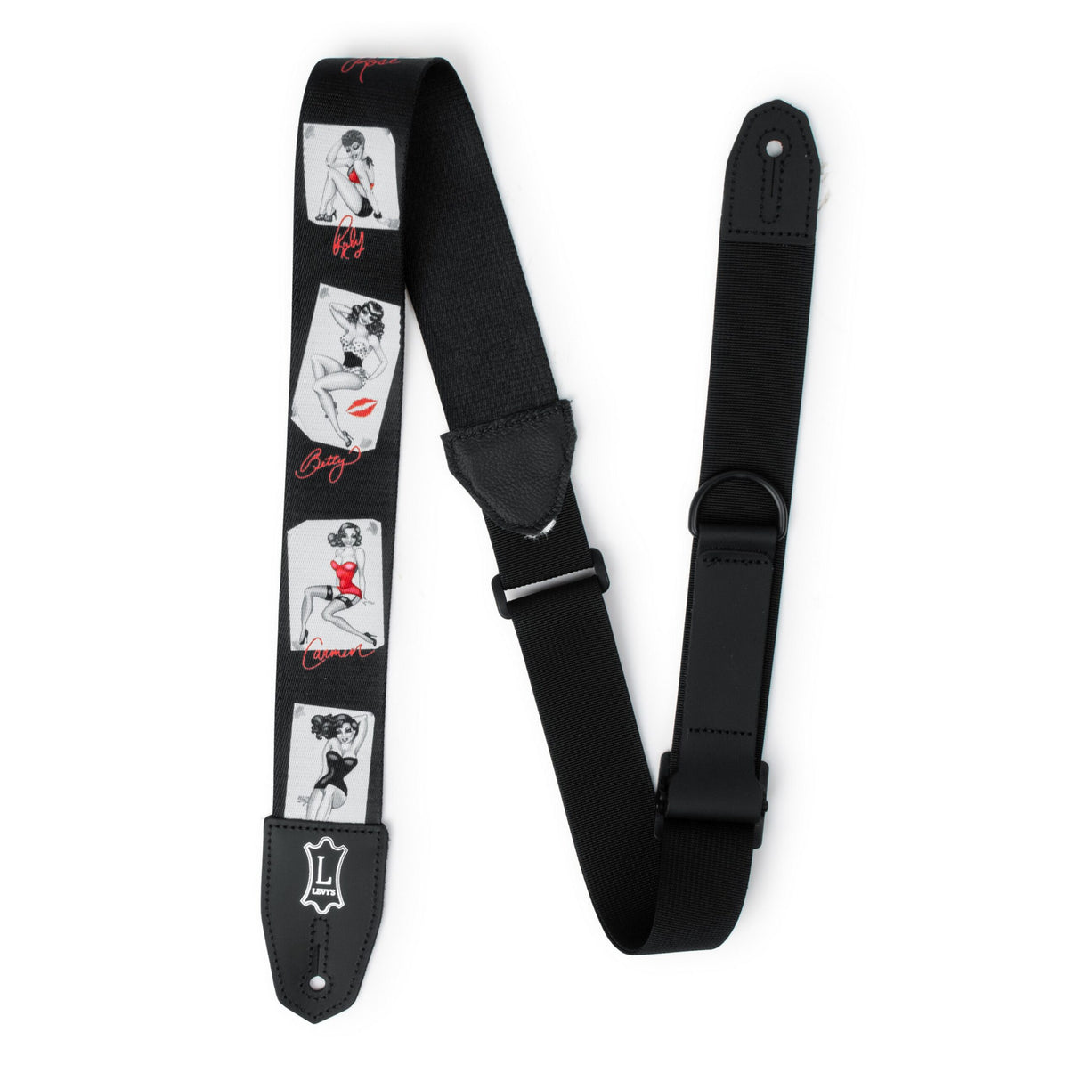 Levy's Right Height 2-Inch Wide Polyester Guitar Strap with Pin-Up Motif