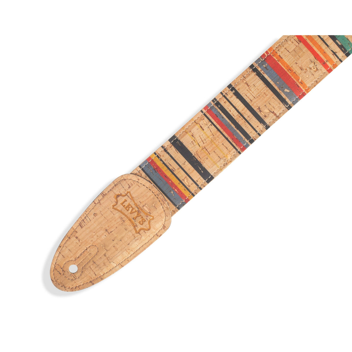 Levy's Nantucket Cork  Guitar Strap, White, Blue, Red, Yellow